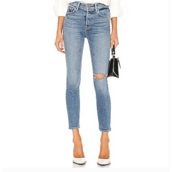 GRLFRND Karolina High Rise Button Fly Skinny Jean in Not Me Wash Size 27 - Picture 1 of 12